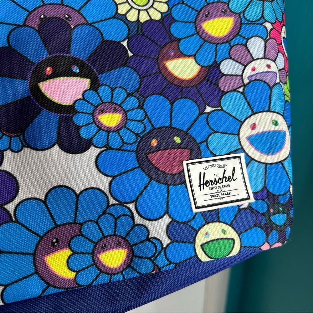 RARE! 2017 COMPLEXCON TAKASHI MURAKAMI HERSCHEL BLUE FLOWER XL TOTE SUPREME BAG - Picture 7 of 14